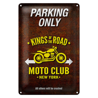 Blechschild Spruch 20x30cm parking only moto club new york