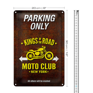 Blechschild Spruch 20x30cm parking only moto club new york