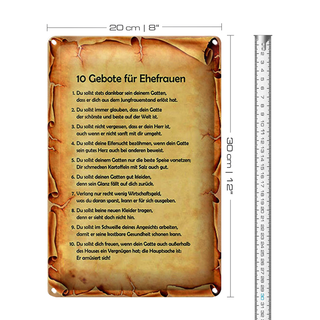 Blechschild Spruch 20x30cm 10 Gebote für Ehefrauen