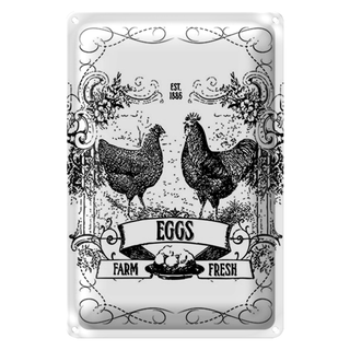 Blechschild Spruch 20x30cm EGGS farm fresh est. 1886