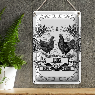 Blechschild Spruch 20x30cm EGGS farm fresh est. 1886