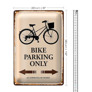 Blechschild Spruch 20x30cm Bike parking only Fahrrad parken