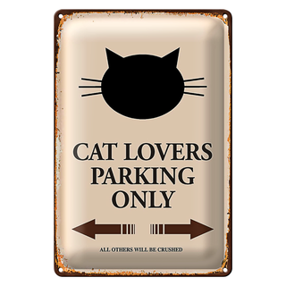 Blechschild Spruch 20x30cm cat lovers parking only Katze