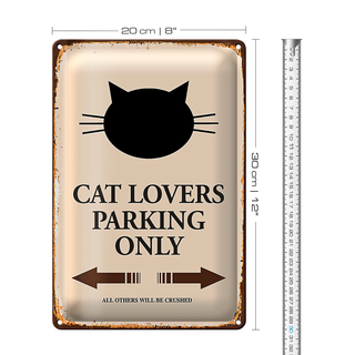 Blechschild Spruch 20x30cm cat lovers parking only Katze