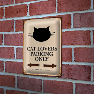 Blechschild Spruch 20x30cm cat lovers parking only Katze