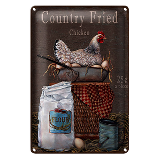 Blechschild Spruch 20x30cm Huhn country Fried Chicken