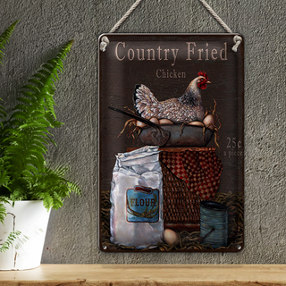 Blechschild Spruch 20x30cm Huhn country Fried Chicken