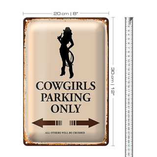 Blechschild Spruch 20x30cm Cowgirls parking only