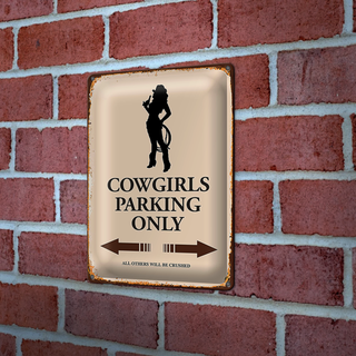 Blechschild Spruch 20x30cm Cowgirls parking only