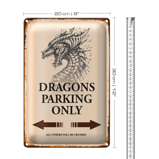Blechschild Spruch 20x30cm Dragons parking only