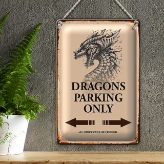 Blechschild Spruch 20x30cm Dragons parking only