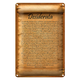 Blechschild Spruch 20x30cm Desiderata Gedicht Englisch