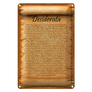 Blechschild Spruch 20x30cm Desiderata Gedicht Max Ehrmann
