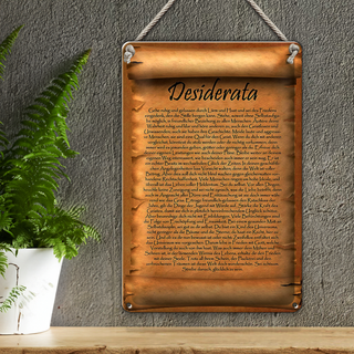 Blechschild Spruch 20x30cm Desiderata Gedicht Max Ehrmann