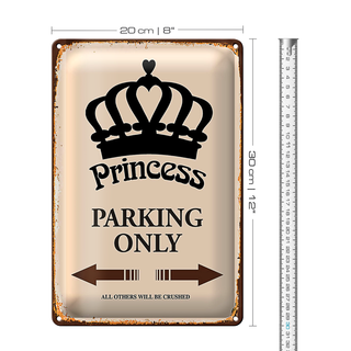 Blechschild Spruch 20x30cm Princess parking only Korona