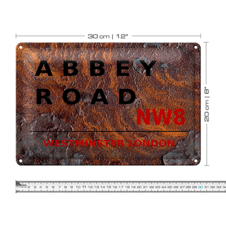 Blechschild London 30x20cm Abbey Road NW8 Rost