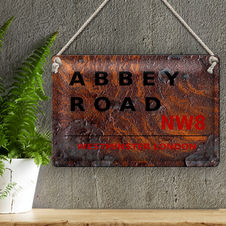 Blechschild London 30x20cm Abbey Road NW8 Rost