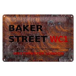 Blechschild London 30x20cm Street Baker street WC1 Rost