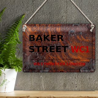 Blechschild London 30x20cm Street Baker street WC1 Rost