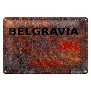 Blechschild London 30x20cm Street Belgravia SW1 Rost