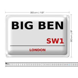 Blechschild London 30x20cm Street Big Ben SW1