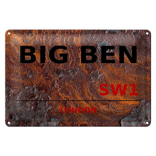 Blechschild London 30x20cm Street Big Ben SW1 Rost