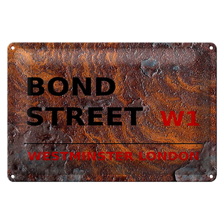 Blechschild London 30x20cm Bond Street W1 Rost