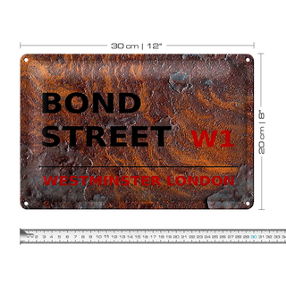 Blechschild London 30x20cm Bond Street W1 Rost