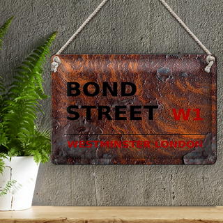 Blechschild London 30x20cm Bond Street W1 Rost