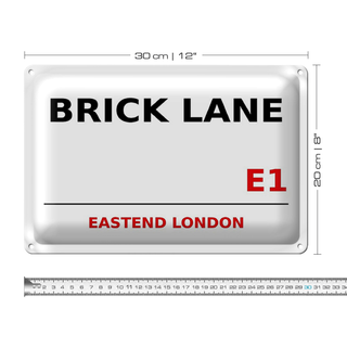 Blechschild London 30x20cm Street Brick Lane E1
