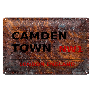 Blechschild London 30x20cm England Camden Town NW1 Rost
