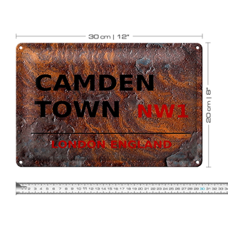 Blechschild London 30x20cm England Camden Town NW1 Rost