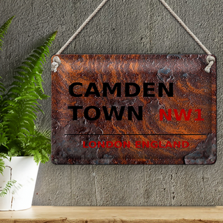 Blechschild London 30x20cm England Camden Town NW1 Rost
