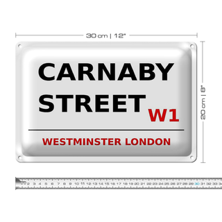 Blechschild London 30x20cm Westminster Carnaby Street W1 weißes Schild