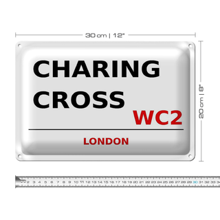 Blechschild London 30x20cm Charing Cross WC2 Wanddeko