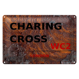 Blechschild London 30x20cm Charing Cross WC2 Rost