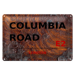 Blechschild London 30x20cm Columbia Road E2 Rost