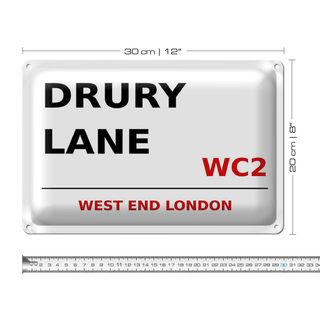 Blechschild London 30x20cm west end Drury Lane WC2