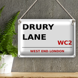 Blechschild London 30x20cm west end Drury Lane WC2