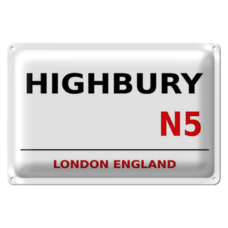 Blechschild London 30x20cm England Highbury N5