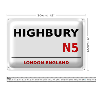 Blechschild London 30x20cm England Highbury N5