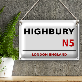 Blechschild London 30x20cm England Highbury N5