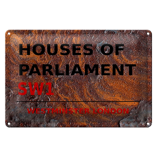 Blechschild London 30x20cm Houses of Parliament SW1 Rost