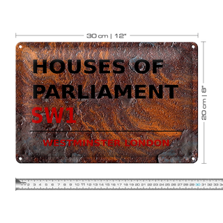 Blechschild London 30x20cm Houses of Parliament SW1 Rost
