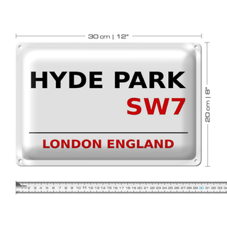 Blechschild London 30x20cm England Hyde Park SW7