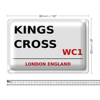 Blechschild London 30x20cm England Kings Cross WC1