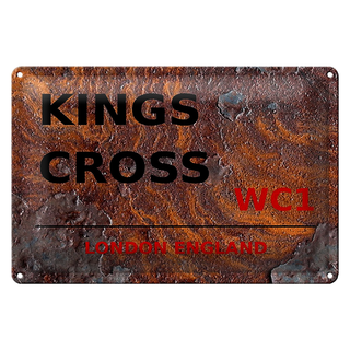 Blechschild London 30x20cm England Kings Cross WC1 Rost