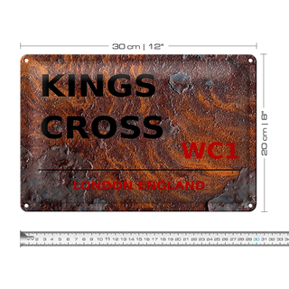 Blechschild London 30x20cm England Kings Cross WC1 Rost