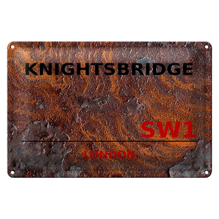 Blechschild London 30x20cm Knightsbridge SW1 Rost