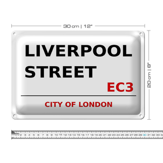 Blechschild London 30x20cm City Liverpool Street EC3